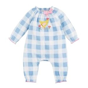 Mud Pie Blue and White Checkered Bodysuit